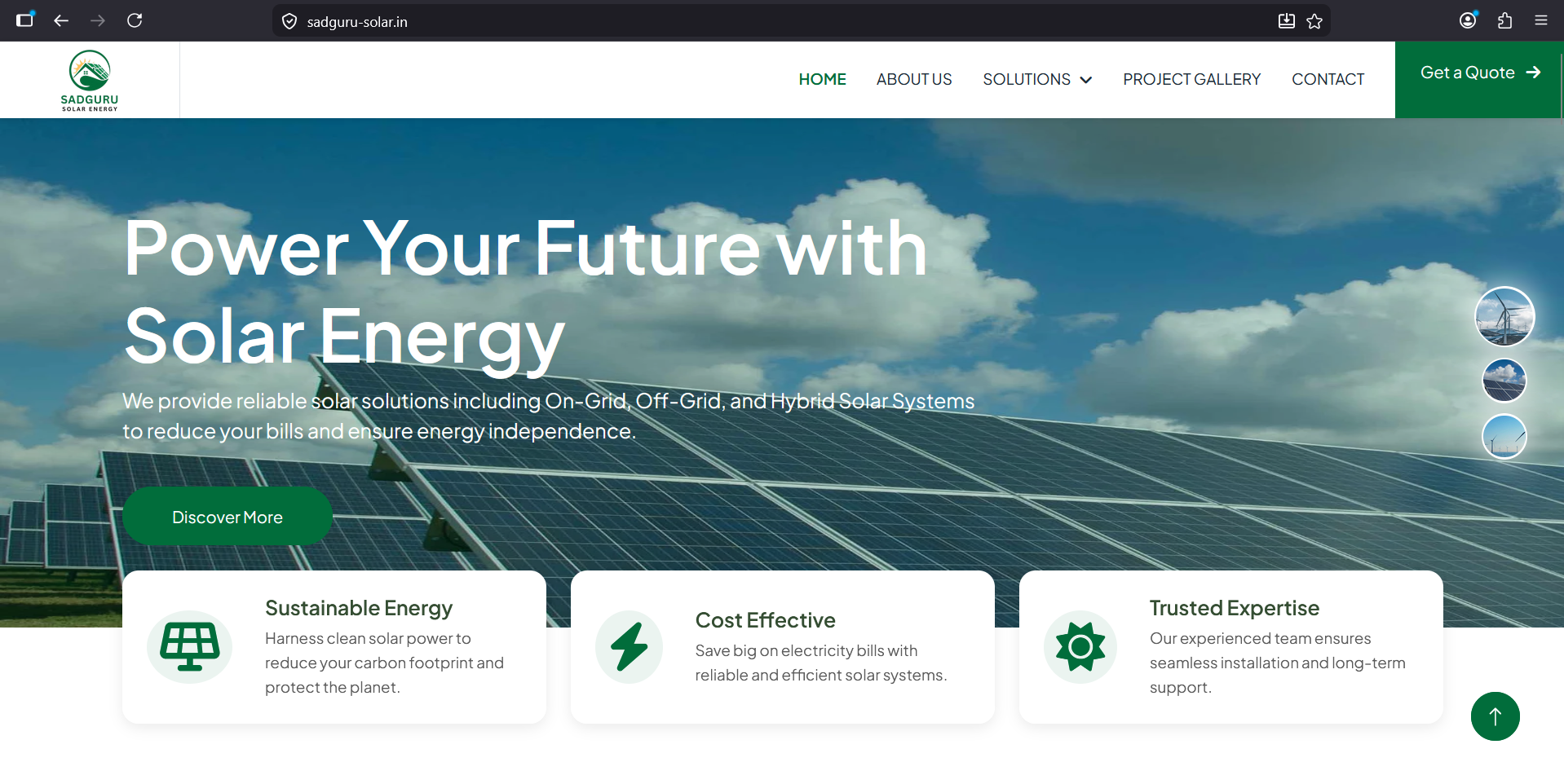 Solar energy company website